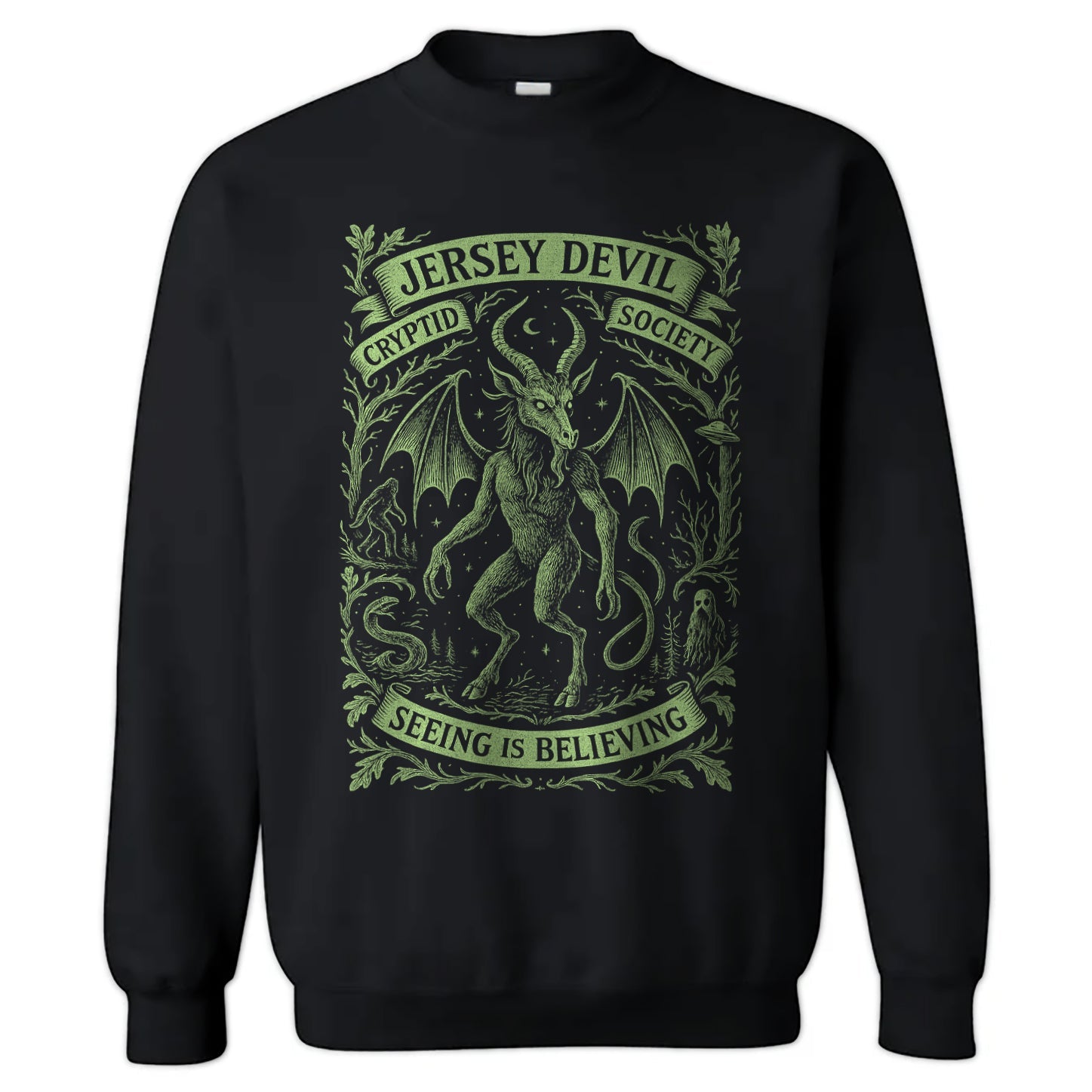 Jersey Devil Cryptid Society Crewneck Sweatshirt - Shady Front